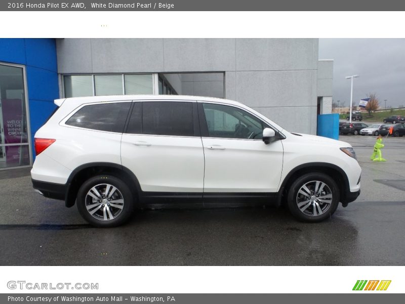 White Diamond Pearl / Beige 2016 Honda Pilot EX AWD
