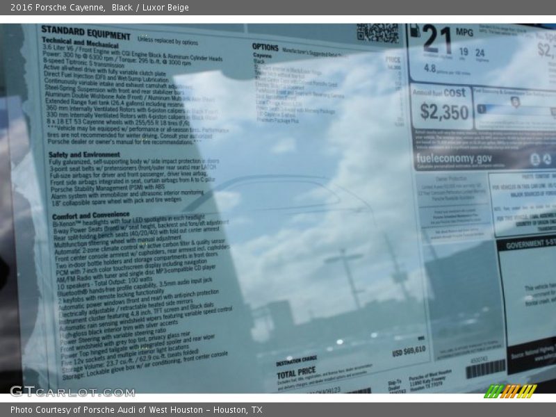 Black / Luxor Beige 2016 Porsche Cayenne