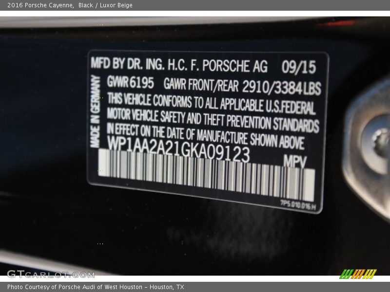 Black / Luxor Beige 2016 Porsche Cayenne