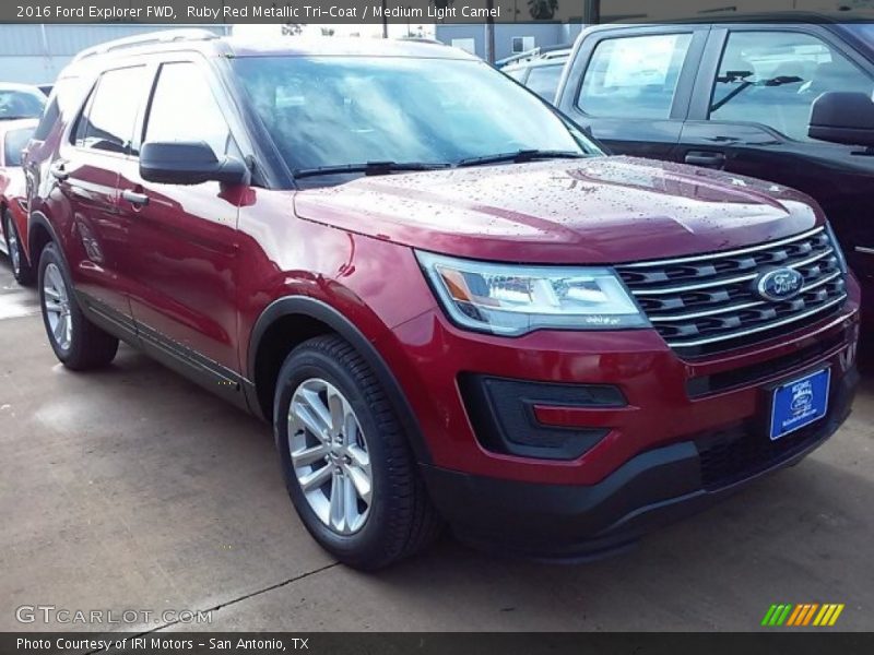 Ruby Red Metallic Tri-Coat / Medium Light Camel 2016 Ford Explorer FWD