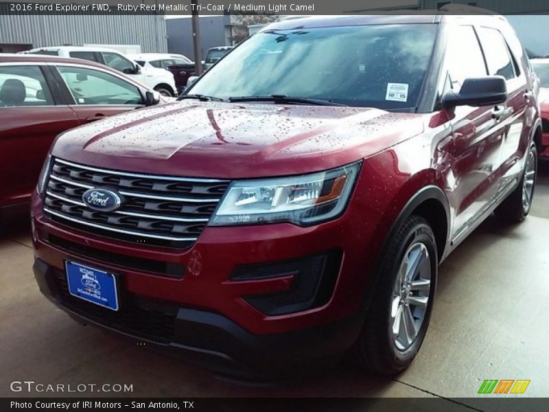 Ruby Red Metallic Tri-Coat / Medium Light Camel 2016 Ford Explorer FWD