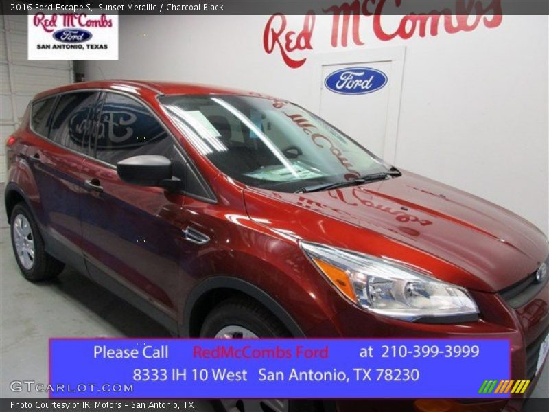 Sunset Metallic / Charcoal Black 2016 Ford Escape S