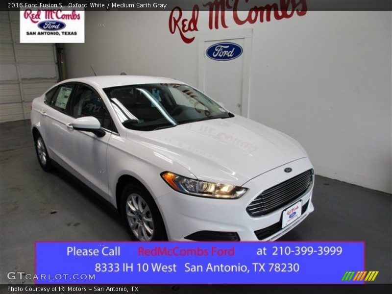 Oxford White / Medium Earth Gray 2016 Ford Fusion S