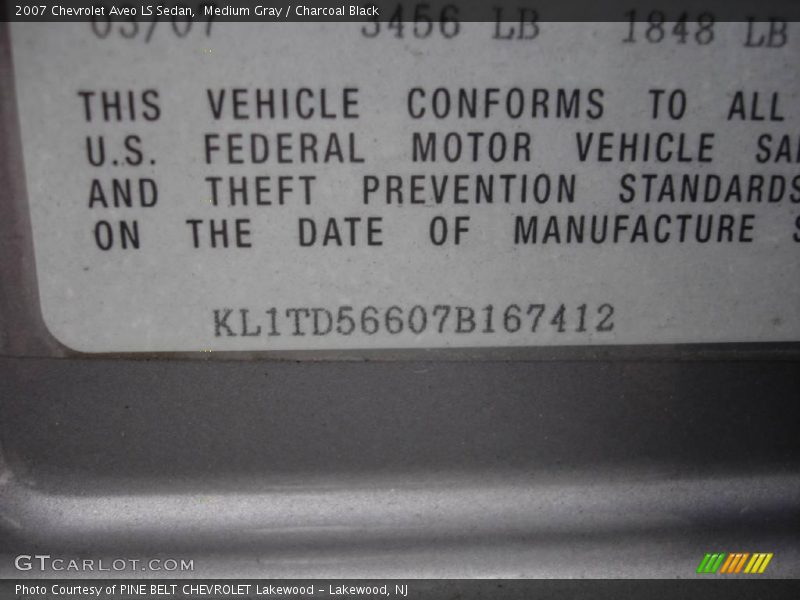 Medium Gray / Charcoal Black 2007 Chevrolet Aveo LS Sedan