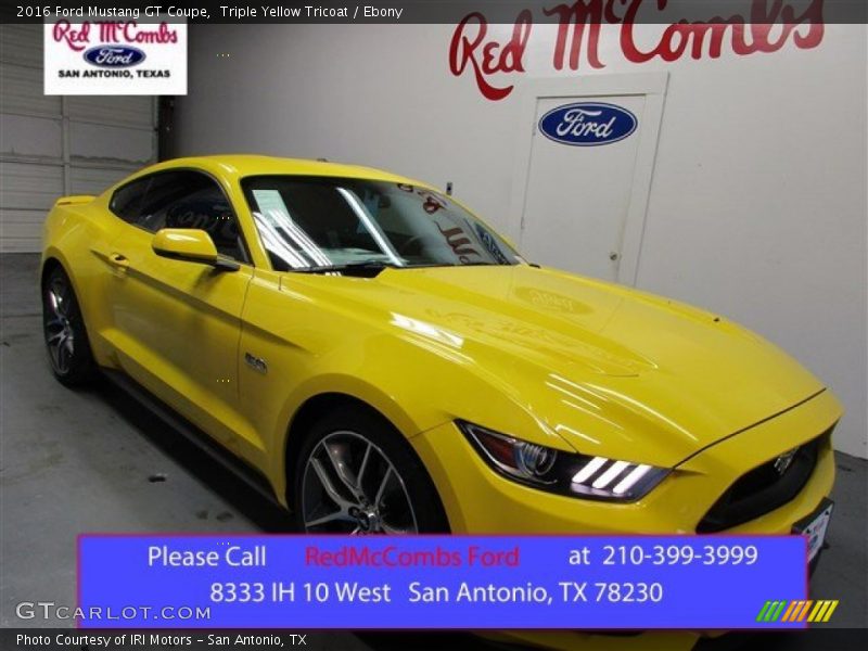 Triple Yellow Tricoat / Ebony 2016 Ford Mustang GT Coupe