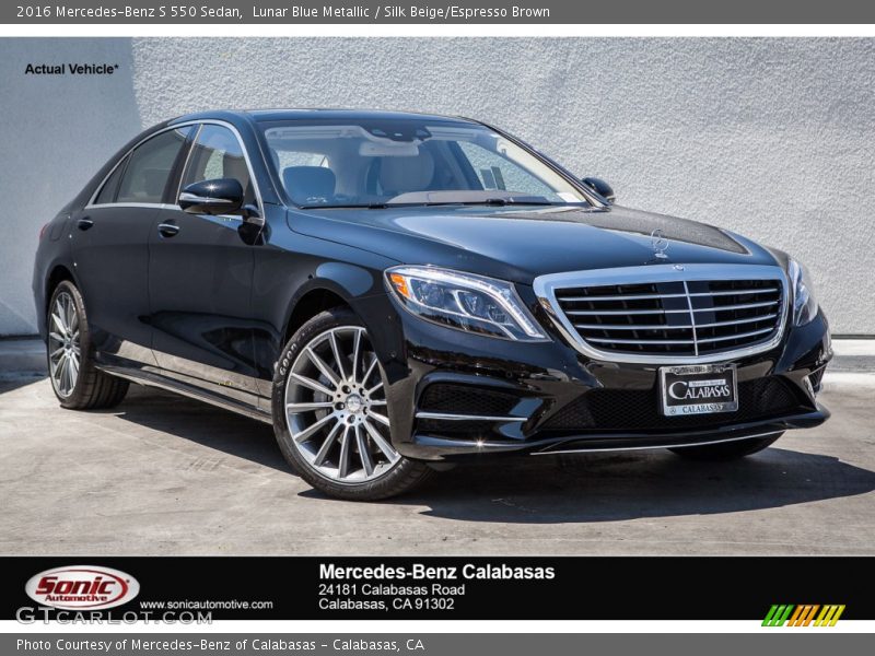Lunar Blue Metallic / Silk Beige/Espresso Brown 2016 Mercedes-Benz S 550 Sedan