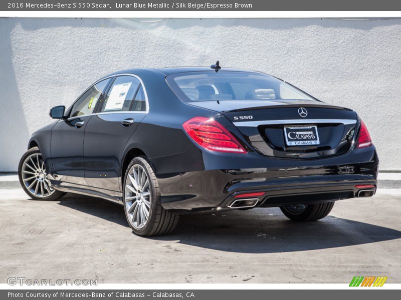 Lunar Blue Metallic / Silk Beige/Espresso Brown 2016 Mercedes-Benz S 550 Sedan
