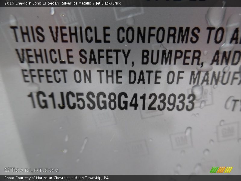 Silver Ice Metallic / Jet Black/Brick 2016 Chevrolet Sonic LT Sedan