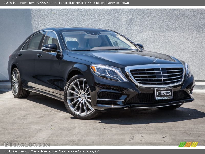 Lunar Blue Metallic / Silk Beige/Espresso Brown 2016 Mercedes-Benz S 550 Sedan