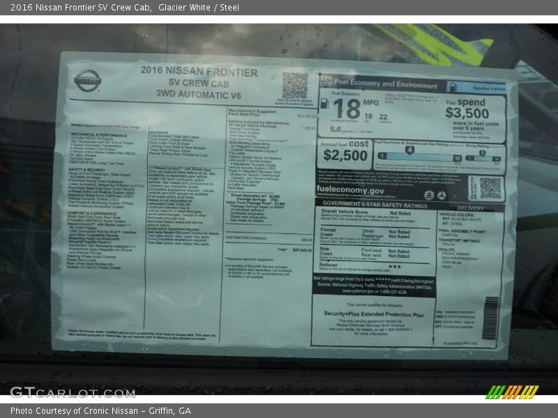 Glacier White / Steel 2016 Nissan Frontier SV Crew Cab