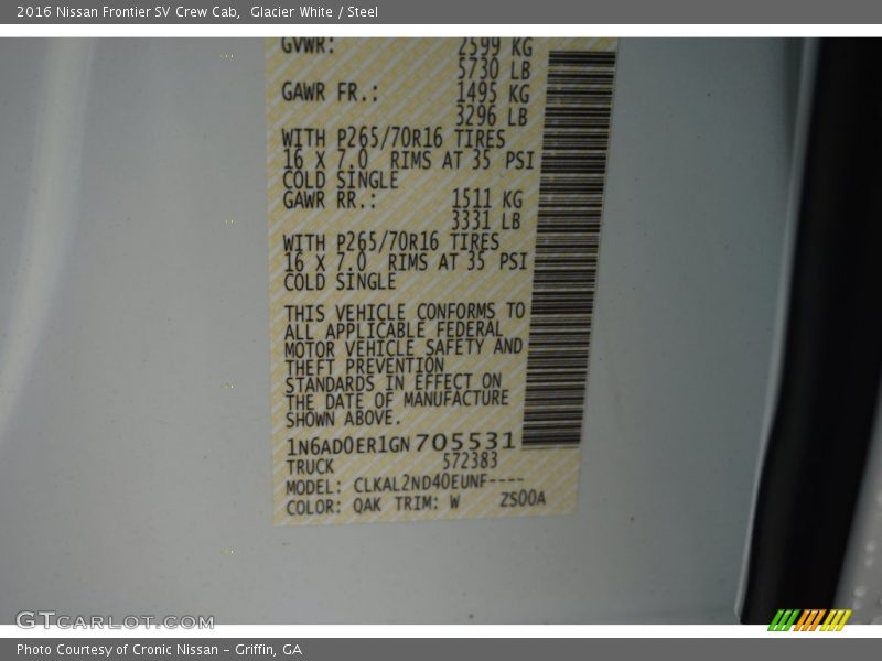 Glacier White / Steel 2016 Nissan Frontier SV Crew Cab