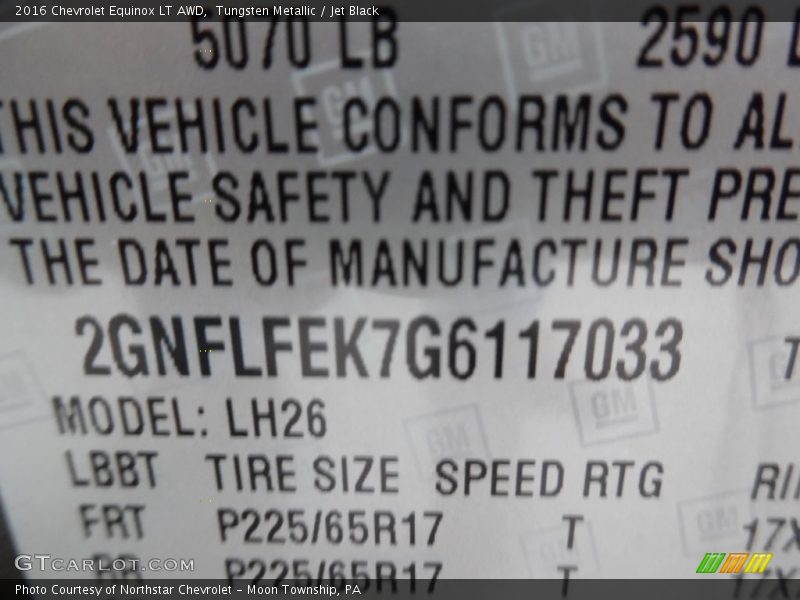 Tungsten Metallic / Jet Black 2016 Chevrolet Equinox LT AWD
