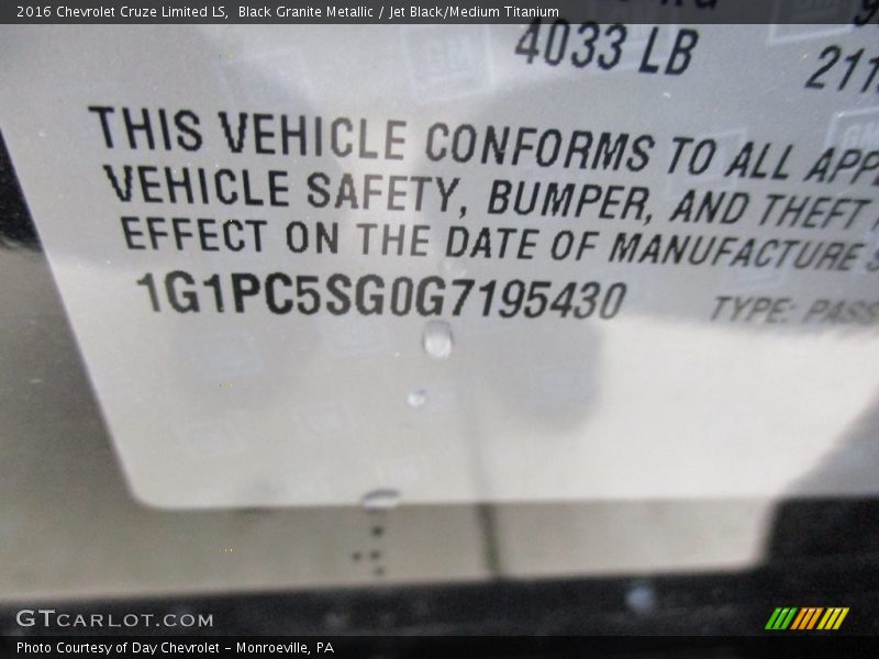 Black Granite Metallic / Jet Black/Medium Titanium 2016 Chevrolet Cruze Limited LS