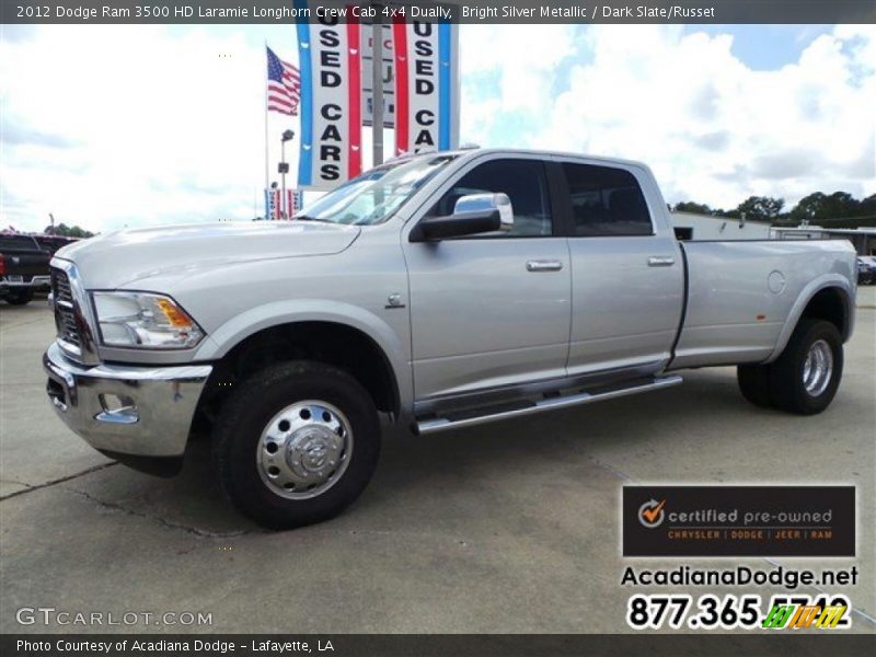 Bright Silver Metallic / Dark Slate/Russet 2012 Dodge Ram 3500 HD Laramie Longhorn Crew Cab 4x4 Dually