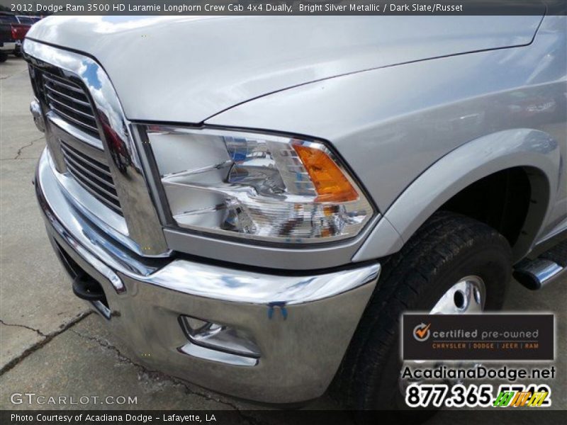Bright Silver Metallic / Dark Slate/Russet 2012 Dodge Ram 3500 HD Laramie Longhorn Crew Cab 4x4 Dually