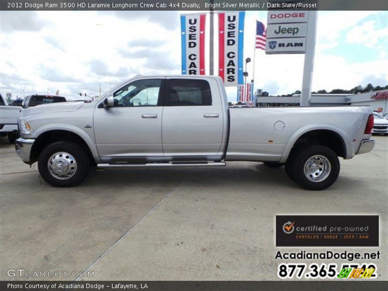 Bright Silver Metallic / Dark Slate/Russet 2012 Dodge Ram 3500 HD Laramie Longhorn Crew Cab 4x4 Dually