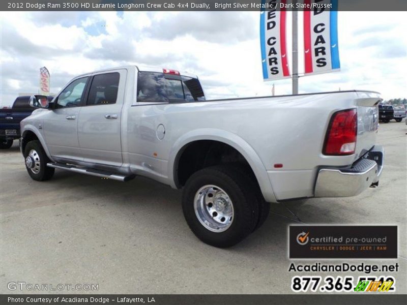 Bright Silver Metallic / Dark Slate/Russet 2012 Dodge Ram 3500 HD Laramie Longhorn Crew Cab 4x4 Dually