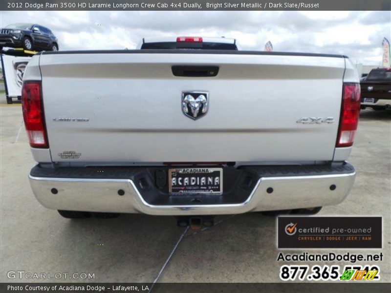 Bright Silver Metallic / Dark Slate/Russet 2012 Dodge Ram 3500 HD Laramie Longhorn Crew Cab 4x4 Dually