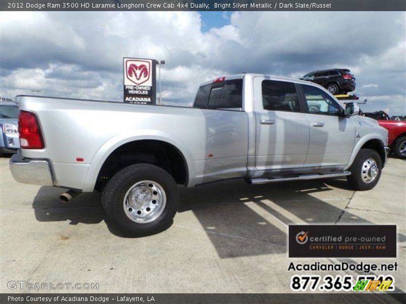 Bright Silver Metallic / Dark Slate/Russet 2012 Dodge Ram 3500 HD Laramie Longhorn Crew Cab 4x4 Dually