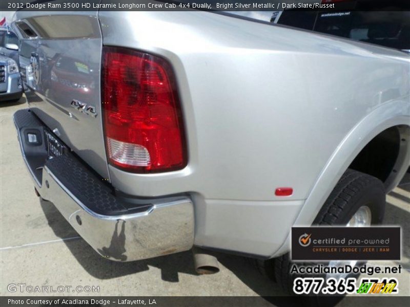 Bright Silver Metallic / Dark Slate/Russet 2012 Dodge Ram 3500 HD Laramie Longhorn Crew Cab 4x4 Dually