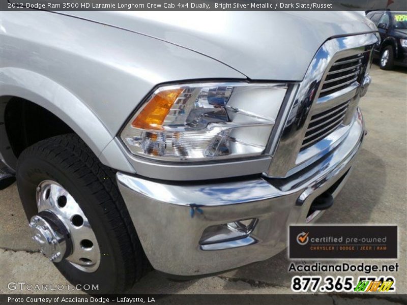 Bright Silver Metallic / Dark Slate/Russet 2012 Dodge Ram 3500 HD Laramie Longhorn Crew Cab 4x4 Dually