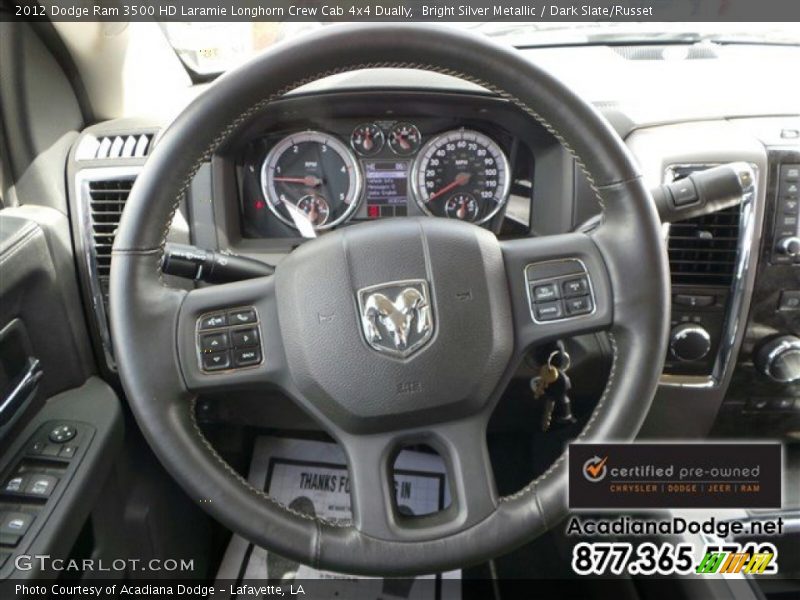 Bright Silver Metallic / Dark Slate/Russet 2012 Dodge Ram 3500 HD Laramie Longhorn Crew Cab 4x4 Dually