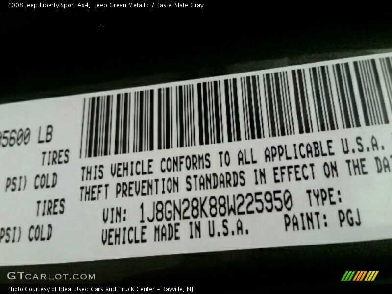 2008 Liberty Sport 4x4 Jeep Green Metallic Color Code PGJ