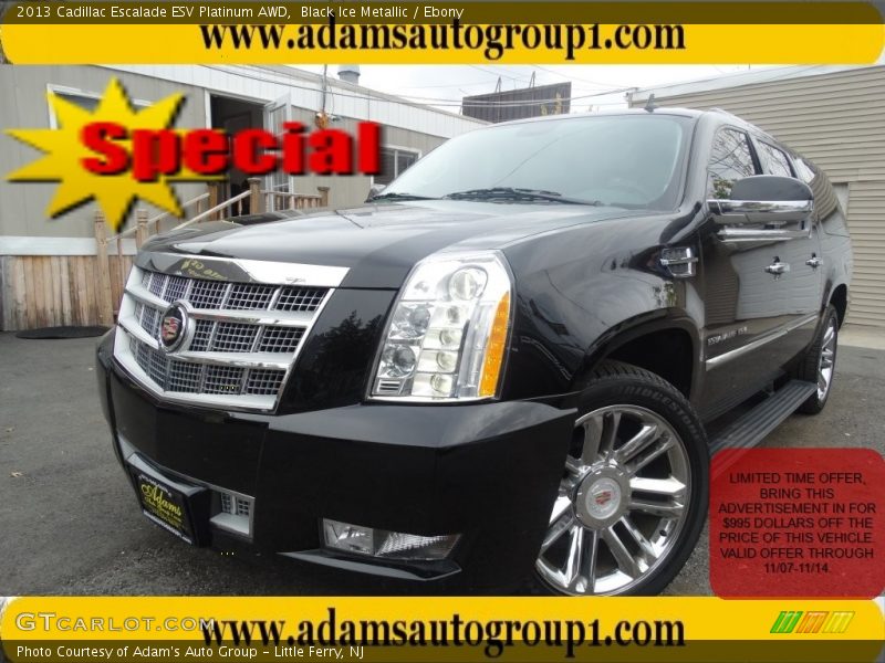 Black Ice Metallic / Ebony 2013 Cadillac Escalade ESV Platinum AWD