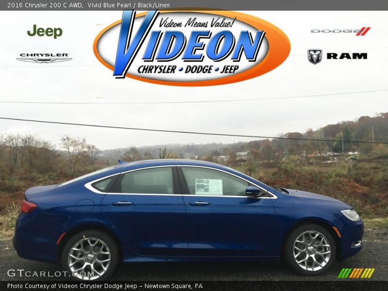 Vivid Blue Pearl / Black/Linen 2016 Chrysler 200 C AWD