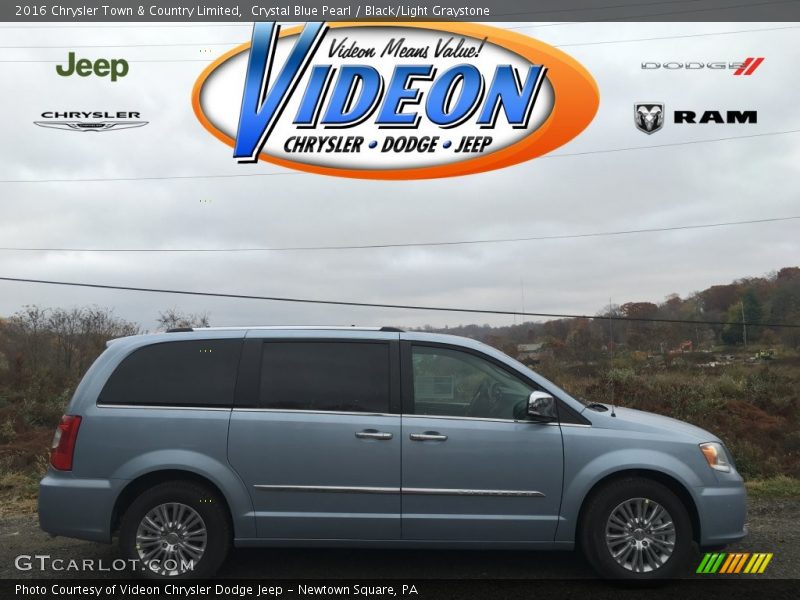 Crystal Blue Pearl / Black/Light Graystone 2016 Chrysler Town & Country Limited