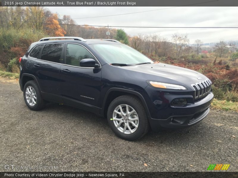 True Blue Pearl / Black/Light Frost Beige 2016 Jeep Cherokee Latitude 4x4