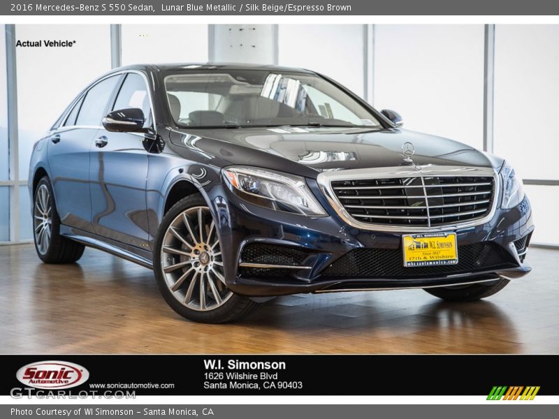 Lunar Blue Metallic / Silk Beige/Espresso Brown 2016 Mercedes-Benz S 550 Sedan