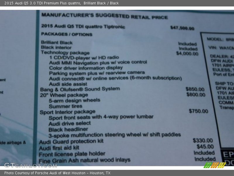 Brilliant Black / Black 2015 Audi Q5 3.0 TDI Premium Plus quattro
