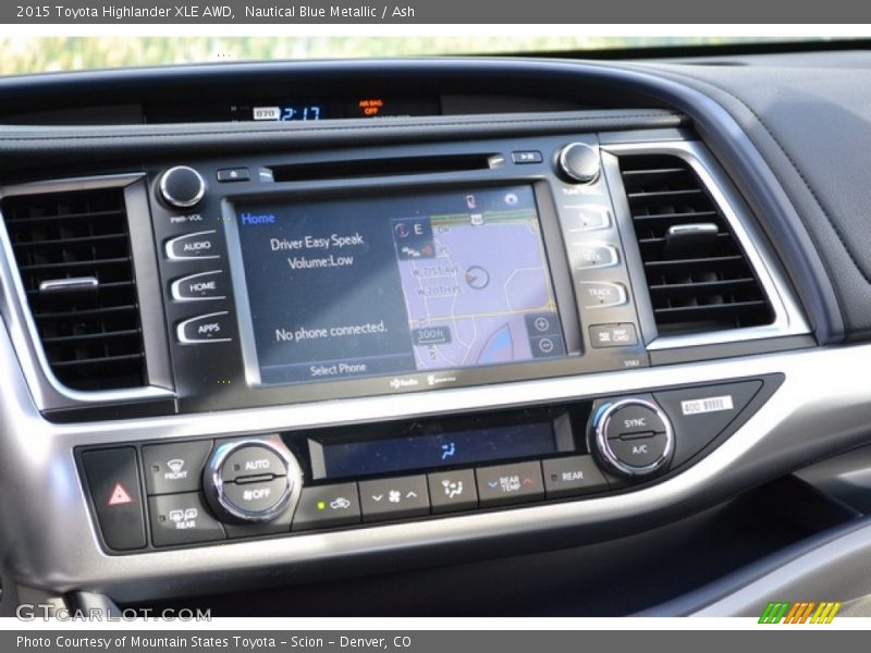 Nautical Blue Metallic / Ash 2015 Toyota Highlander XLE AWD