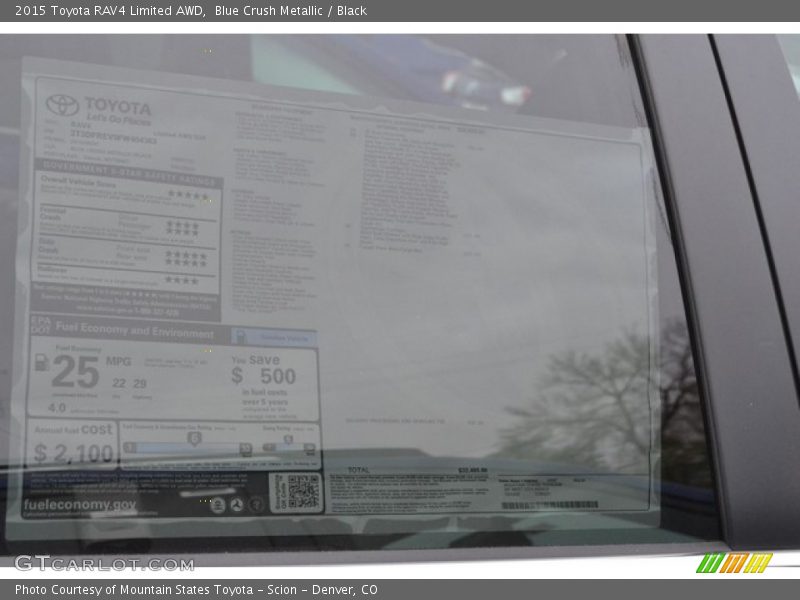 Blue Crush Metallic / Black 2015 Toyota RAV4 Limited AWD