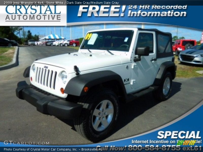 Stone White / Dark Slate Gray/Medium Slate Gray 2009 Jeep Wrangler X 4x4