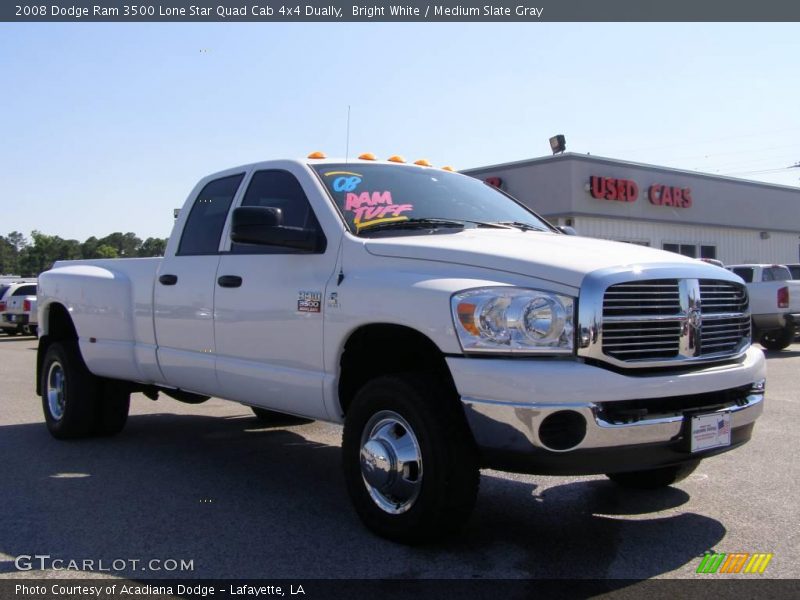 Bright White / Medium Slate Gray 2008 Dodge Ram 3500 Lone Star Quad Cab 4x4 Dually