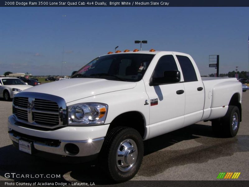 Bright White / Medium Slate Gray 2008 Dodge Ram 3500 Lone Star Quad Cab 4x4 Dually