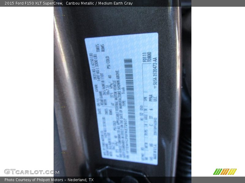 Caribou Metallic / Medium Earth Gray 2015 Ford F150 XLT SuperCrew