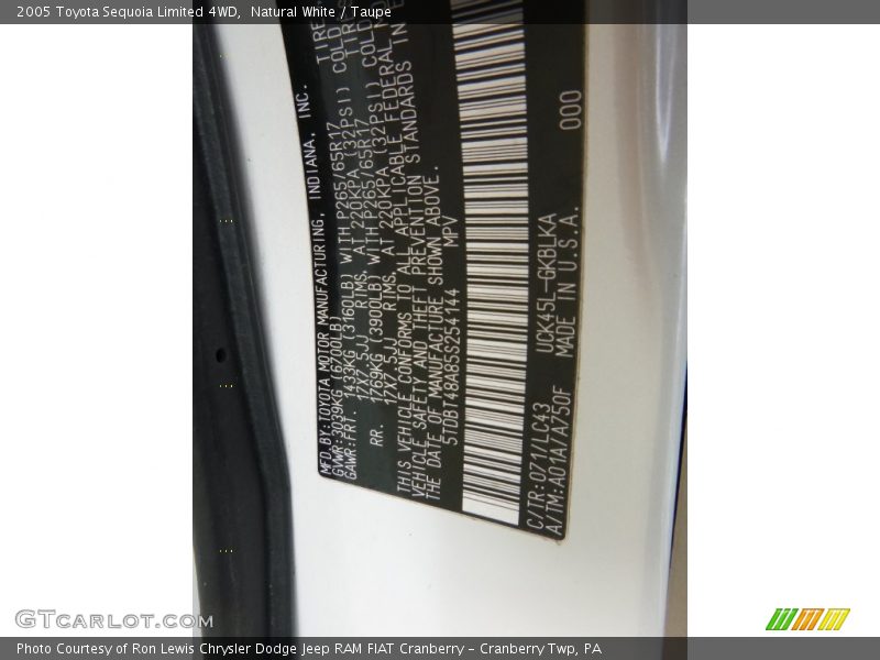 Natural White / Taupe 2005 Toyota Sequoia Limited 4WD