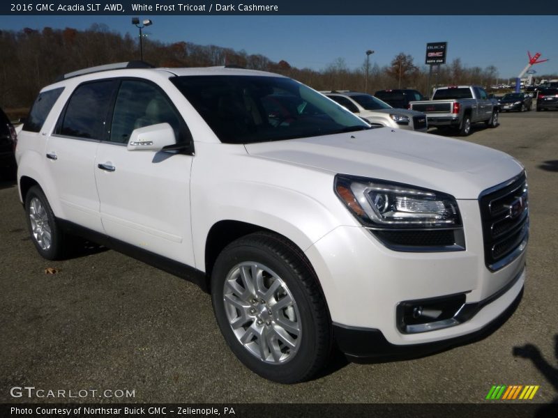 White Frost Tricoat / Dark Cashmere 2016 GMC Acadia SLT AWD