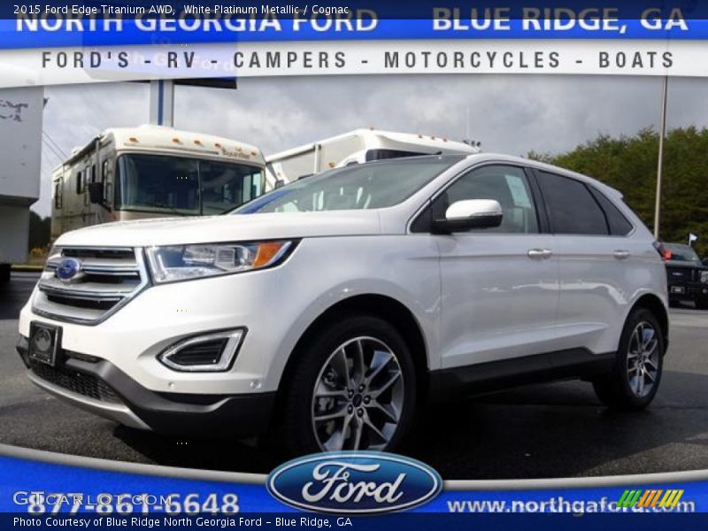 White Platinum Metallic / Cognac 2015 Ford Edge Titanium AWD