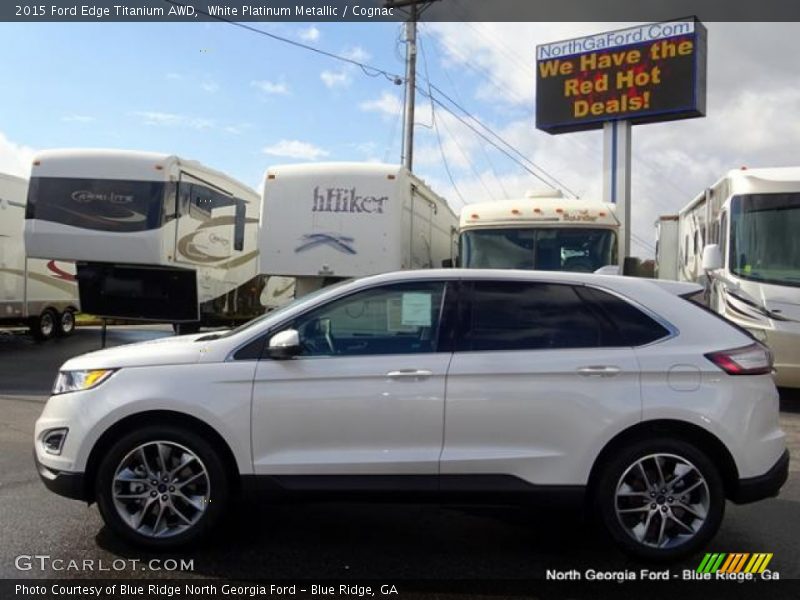 White Platinum Metallic / Cognac 2015 Ford Edge Titanium AWD