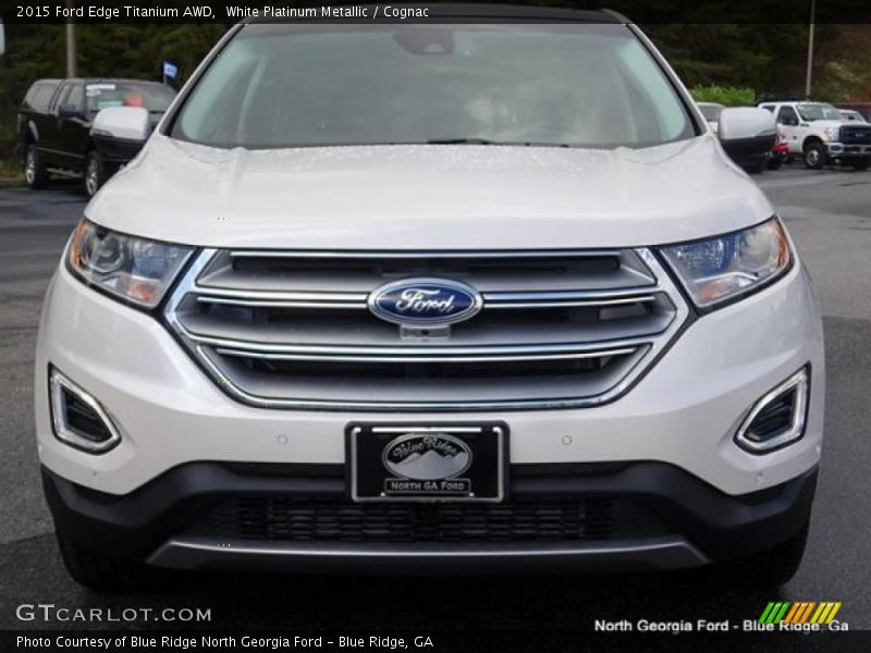 White Platinum Metallic / Cognac 2015 Ford Edge Titanium AWD