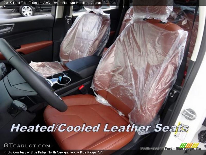 White Platinum Metallic / Cognac 2015 Ford Edge Titanium AWD
