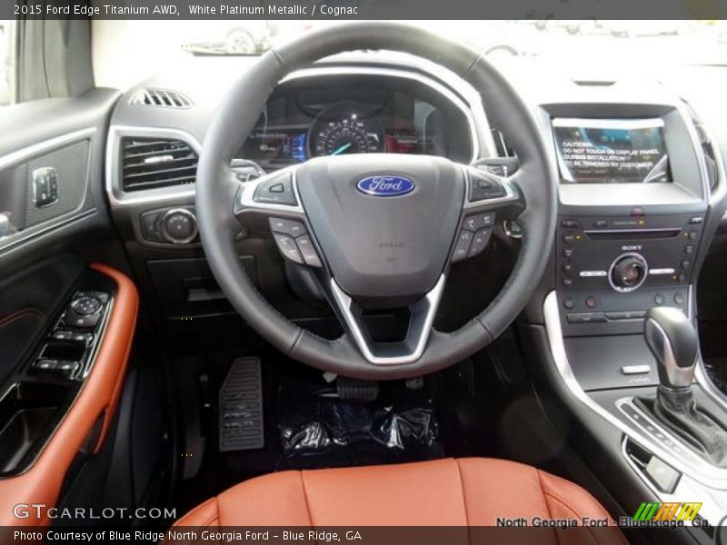 White Platinum Metallic / Cognac 2015 Ford Edge Titanium AWD