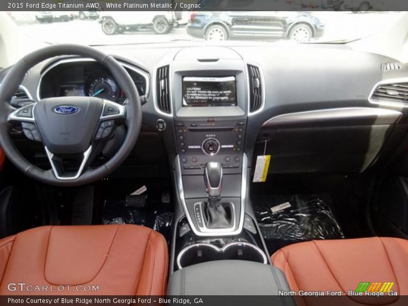 White Platinum Metallic / Cognac 2015 Ford Edge Titanium AWD