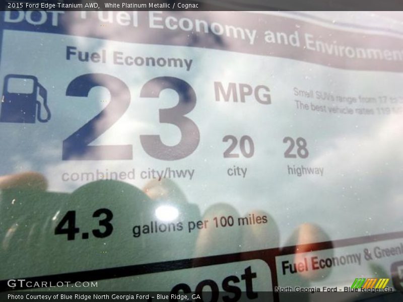 White Platinum Metallic / Cognac 2015 Ford Edge Titanium AWD