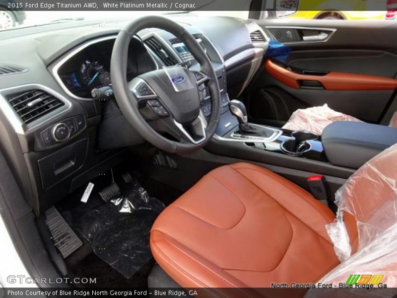 White Platinum Metallic / Cognac 2015 Ford Edge Titanium AWD