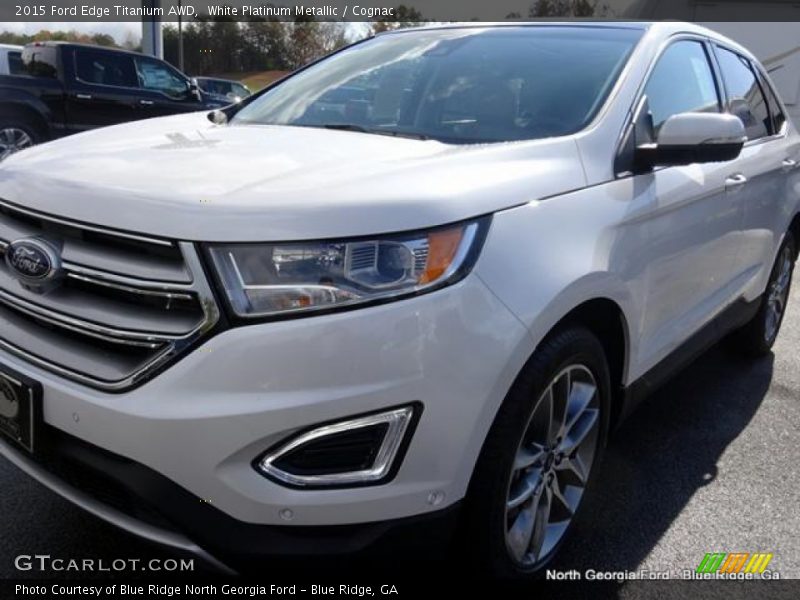 White Platinum Metallic / Cognac 2015 Ford Edge Titanium AWD